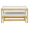 MUSEHOMEINC Solid Wood 3 In 1 Kids Toddlers Activity Play Arts And Crafts Table And Bench Chair Set With Whiteboard Surface For Playroom And School