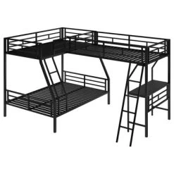 Twin Over Full Metal Bunk Bed With Twin Size Loft Bed And Desk, Black - ModernLuxe 13 Twin Over Full Metal Bunk Bed With Twin Size Loft Bed And Desk, Black - ModernLuxe -Professional Childrens Furniture Store GUEST 368c268e 2a50 44e6 aa69 57387c03ec3b