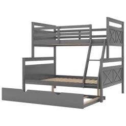 Twin Over Full Bunk Bed With Twin Size Trundle Bed, Ladder And Guardrail-ModernLuxe 21 Twin Over Full Bunk Bed With Twin Size Trundle Bed, Ladder And Guardrail-ModernLuxe -Professional Childrens Furniture Store GUEST 3751acd1 0caf 4f7e b8cc c60b4a3bf18f