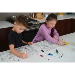 Merka Kids Toddler Essentials Coloring Placemats For Kids, Set Of 4 Mats With 7 Markers Jungle Space Sea Unicorns -Professional Childrens Furniture Store GUEST 399bfd66 7649 4262 b913 afa9ea96d187