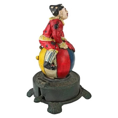 Design Toscano Spinning Acrobat Clown On Globe Authentic Iron Mechanical Bank 1 Design Toscano Spinning Acrobat Clown On Globe Authentic Iron Mechanical Bank