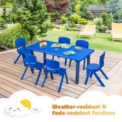 Costway Kids Plastic Rectangular Learn And Play Table Playroom Kindergarten Home Blue -Professional Childrens Furniture Store GUEST 3ef6b240 bb2f 4d32 883f d4500df10f4a