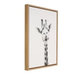 24" X 18" Giraffe Framed Canvas Art - Uniek