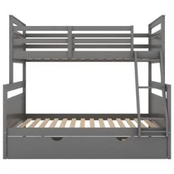 Twin Over Full Bunk Bed With Twin Size Trundle Bed, Ladder And Guardrail-ModernLuxe 18 Twin Over Full Bunk Bed With Twin Size Trundle Bed, Ladder And Guardrail-ModernLuxe -Professional Childrens Furniture Store GUEST 4087f7df db04 4163 8924 19cb36923b5b