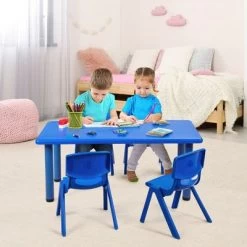 Costway Kids Plastic Rectangular Learn And Play Table Playroom Kindergarten Home Blue -Professional Childrens Furniture Store GUEST 41731051 1cbd 40a9 8a78 eac35efdb16b