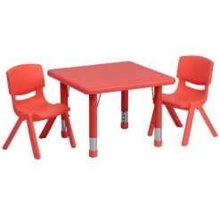 Emma And Oliver 24" Square Plastic Height Adjustable Activity Table Set With 2 Chairs -Professional Childrens Furniture Store GUEST 44190d74 5583 4b7c ba5b 8ebf787a975e