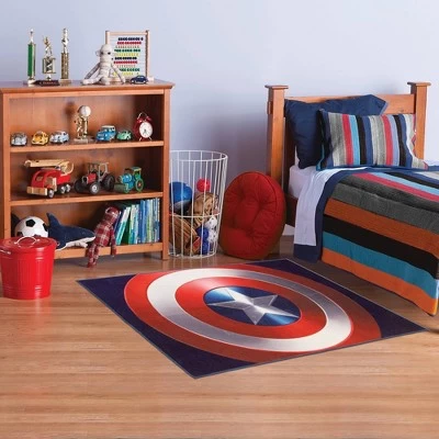 Marvel Captain America Shield 54"x78" Area Rug Blue 1 Marvel Captain America Shield 54"x78" Area Rug Blue