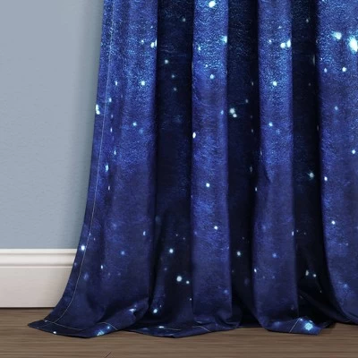 52"x84" Kids' Make A Wish Space Star Ombre Window Curtain Panels Navy/White Set - Lush Décor 3 52"x84" Kids' Make A Wish Space Star Ombre Window Curtain Panels Navy/White Set - Lush Décor - Image 3