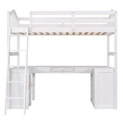 Twin Size Wooden Loft Bed With Drawers, Cabinet, Shelves And Desk-ModernLuxe -Professional Childrens Furniture Store GUEST 47a7f287 fca8 4e68 ae7d dafecbf42a53