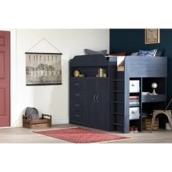 Twin Asten Loft Bed With Desk Blueberry - South Shore 13 Twin Asten Loft Bed With Desk Blueberry - South Shore -Professional Childrens Furniture Store GUEST 47fbfbad b91e 4f97 b2fb bc058483a2cf