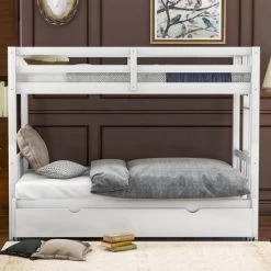 Twin Over Twin Pull-out Bunk Bed With Trundle Bed And Ladder-ModernLuxe -Professional Childrens Furniture Store GUEST 4860263a fbfa 4f2f b7cf 5e26ab82ed38