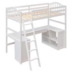Twin Size Wooden Loft Bed With Drawers, Cabinet, Shelves And Desk-ModernLuxe -Professional Childrens Furniture Store GUEST 4a1b924c 6ea0 4348 ba28 ad12dbb0c832