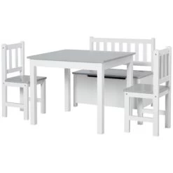 Qaba 4-Piece Kids Table Set With 2 Wooden Chairs, 1 Storage Bench, And Interesting Modern Design -Professional Childrens Furniture Store GUEST 4a25cfbe 61ff 4534 aa83 ccd0dd1a2c63