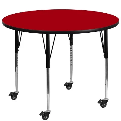 Flash Furniture Mobile 48'' Round Thermal Laminate Activity Table - Standard Height Adjustable Legs 3 Flash Furniture Mobile 48'' Round Thermal Laminate Activity Table - Standard Height Adjustable Legs - Image 3