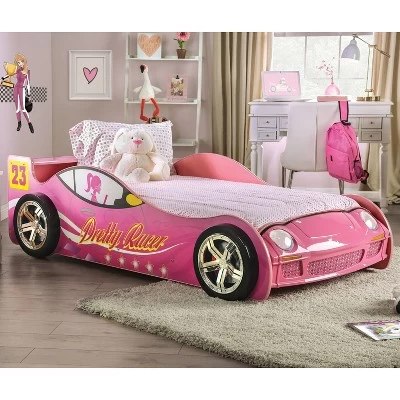 Twin Naglin Racing Car Bed With Led Headlight Pink - HOMES: Inside + Out 1 Twin Naglin Racing Car Bed With Led Headlight Pink - HOMES: Inside + Out