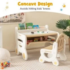 Costway Kids Drawing Table & Chair Set For Reading Playing With Pens & Blackboard Eraser Blue/Brown -Professional Childrens Furniture Store GUEST 4c6c0536 012e 477d 8a25 bbd5a90834ef