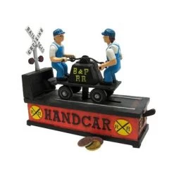 Design Toscano Railroad Handcar Collectors' Die Cast Iron Mechanical Coin Bank