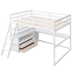 Full Size Loft Bed With Desk, Shelf And Two Built-in Drawers - ModernLuxe -Professional Childrens Furniture Store GUEST 4ec9675e 6538 4788 aef0 dc0558b0e140