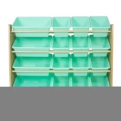 Toy Organizer With 16 Storage Bins Natural/Mint - Humble Crew