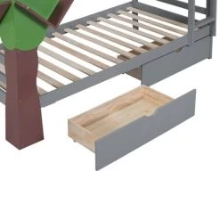 Twin-Over-Twin Bunk Bed With A Tree Decor And Two Storage Drawers-ModernLuxe 23 Twin-Over-Twin Bunk Bed With A Tree Decor And Two Storage Drawers-ModernLuxe -Professional Childrens Furniture Store GUEST 50c7dbd6 d15d 4cd9 9786 8769c5779fb2