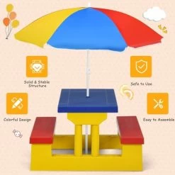 Costway Kids Picnic Table Set W/Removable Umbrella Indoor Outdoor Garden Patio -Professional Childrens Furniture Store GUEST 50eb83ad bdc1 4f8c b527 e44dc3814ee6