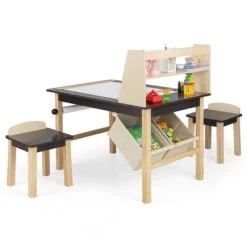 Costway Kids Art Table & Chairs Set Wooden Drawing Desk With Paper Roll Storage Shelf Bins -Professional Childrens Furniture Store GUEST 51079fed 6758 4d63 90d6 57d5b881bbb7