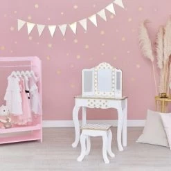 Fashion Polka Dot Gisele Play Vanity Set With Led Mirror White/Gold - Teamson Kids 28 Fashion Polka Dot Gisele Play Vanity Set With Led Mirror White/Gold - Teamson Kids -Professional Childrens Furniture Store GUEST 5126d27d 9eae 4c46 b917 63a03d288f13