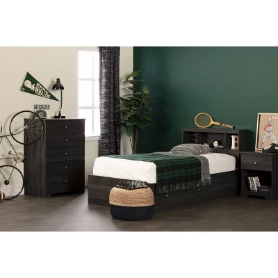 Twin Zach Bookcase Headboard Gray Oak - South Shore 3 Twin Zach Bookcase Headboard Gray Oak - South Shore - Image 3