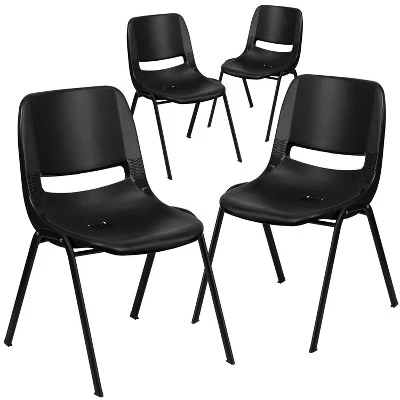Flash Furniture 4 Pack HERCULES Series 661 Lb. Capacity Ergonomic Shell Stack Chair With 16'' Seat Height 5 Flash Furniture 4 Pack HERCULES Series 661 Lb. Capacity Ergonomic Shell Stack Chair With 16'' Seat Height - Image 5