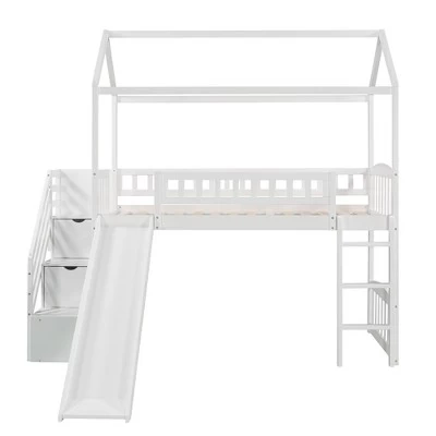 Twin Size House Shape Loft Bed With Two Drawers And Slide - ModernLuxe 4 Twin Size House Shape Loft Bed With Two Drawers And Slide - ModernLuxe - Image 4