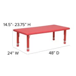 Flash Furniture 24"W X 48"L Rectangular Plastic Height Adjustable Activity Table Set With 4 Chairs -Professional Childrens Furniture Store GUEST 54ba0eff d86e 4766 a6de 6fc3dc426c23 1