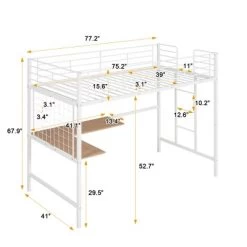 Twin Metal Loft Bed With Desk And Metal Grid - ModernLuxe -Professional Childrens Furniture Store GUEST 561496fd 7636 4bc0 9c1b 64f48c8cd285