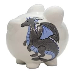 Bank Mythical Dragon Pig Bank - One Bank 7.5 Inches - Save Money - 36916. - Ceramic - White