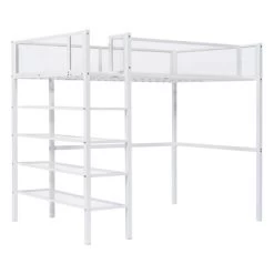 Metal Twin Size Loft Bed With 4 Shelves And Storage - ModernLuxe -Professional Childrens Furniture Store GUEST 567a23a2 c0cd 4f52 b8ee 27cee9614254