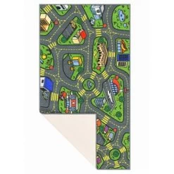 Jungtier Boy & Girl Kids Retro City Road Car Vehicle Traffic Educational Learning & Game Play Nursery Bedroom Classroom Rug Carpet, 2' 7" X 5' 0" -Professional Childrens Furniture Store GUEST 58b36dd0 38ef 44ba b8c1 b930fa586e7b