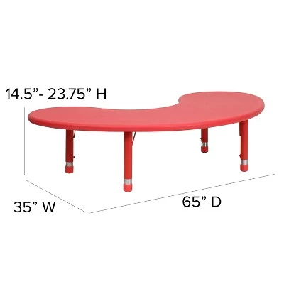 Flash Furniture 35"W X 65"L Half-Moon Plastic Height Adjustable Activity Table 3 Flash Furniture 35"W X 65"L Half-Moon Plastic Height Adjustable Activity Table - Image 3
