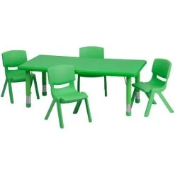 Flash Furniture 24"W X 48"L Rectangular Plastic Height Adjustable Activity Table Set With 4 Chairs -Professional Childrens Furniture Store GUEST 5be09669 6ba2 45f6 8d65 bfd32fb66294 1