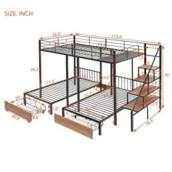 Full Over Twin-Twin Triple Bunk Bed With Drawers And Staircase - ModernLuxe -Professional Childrens Furniture Store GUEST 5cb766ec 0fff 483f bfc6 40923c014840