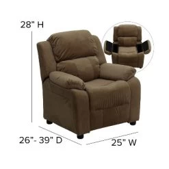 Emma And Oliver Deluxe Padded Contemporary Kids Recliner With Storage Arms -Professional Childrens Furniture Store GUEST 5e559181 9edd 450a 9ecd d8c9ef8d311e
