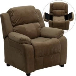 Emma And Oliver Deluxe Padded Contemporary Kids Recliner With Storage Arms -Professional Childrens Furniture Store GUEST 606f8e68 7460 40d5 8629 74ef83114760