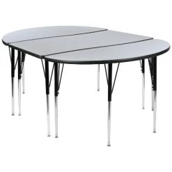 Flash Furniture 3 Piece 76" Oval Wave Flexible Grey Thermal Laminate Activity Table Set - Standard Height Adjustable Legs -Professional Childrens Furniture Store GUEST 608cea78 959e 4231 bd63 6e84ac1631f2