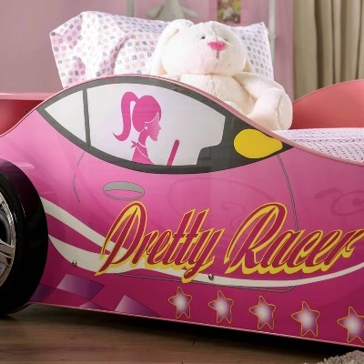 Twin Naglin Racing Car Bed With Led Headlight Pink - HOMES: Inside + Out 3 Twin Naglin Racing Car Bed With Led Headlight Pink - HOMES: Inside + Out - Image 3
