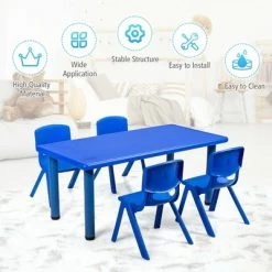 Costway Kids Plastic Rectangular Learn And Play Table Playroom Kindergarten Home Blue -Professional Childrens Furniture Store GUEST 628cec32 8e4a 45aa 9468 63becd680a5b