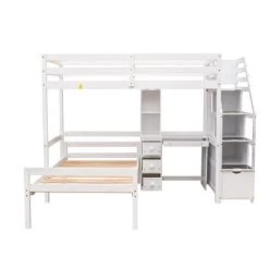 Twin Size Loft Bed With Separate Bed, Staircase For Storage, Desk, Shelves And Drawers - ModernLuxe -Professional Childrens Furniture Store GUEST 62a136a8 57d3 4c10 b366 e6538bbe3d25