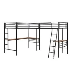 Metal Twin Size Loft Bed With Two Built-in Desks, Black - ModernLuxe -Professional Childrens Furniture Store GUEST 6376fb45 a29b 455f bfe0 ace0e90a795d