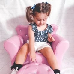 Qaba Kids Sofa Set, Children's Upholstered Sofa With Footstool, Princess Sofa With Diamond Decoration, Baby Sofa Chair For Toddlers, Girls, Pink -Professional Childrens Furniture Store GUEST 64067051 545c 42c1 a8ec 4b82b41937e7