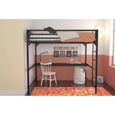 Twin Max Metal Loft Bed With Desk Black - Room & Joy 3 Twin Max Metal Loft Bed With Desk Black - Room & Joy - Image 3