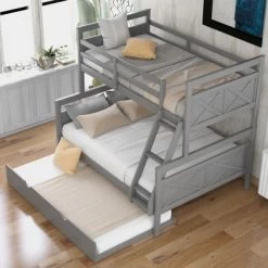 Twin Over Full Bunk Bed With Twin Size Trundle Bed, Ladder And Guardrail-ModernLuxe 13 Twin Over Full Bunk Bed With Twin Size Trundle Bed, Ladder And Guardrail-ModernLuxe -Professional Childrens Furniture Store GUEST 667ac71c 75b9 4b52 8867 6e59fef11d53