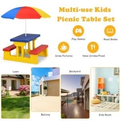 Costway Kids Picnic Table Set W/Removable Umbrella Indoor Outdoor Garden Patio -Professional Childrens Furniture Store GUEST 67260cd6 805b 40d6 8820 4ead705fdc5c