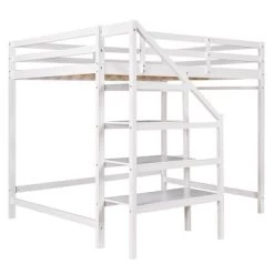 Full Size Loft Bed With Staircase And Safety Guardrails Gray/White-ModernLuxe 21 Full Size Loft Bed With Staircase And Safety Guardrails Gray/White-ModernLuxe -Professional Childrens Furniture Store GUEST 672dc6d5 66b0 477b 9385 9d459a8b06e0